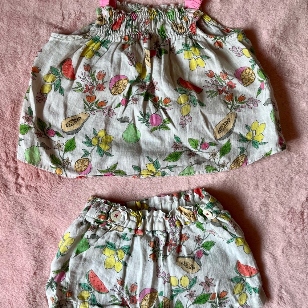 Zara White Floral 2 piece set with Fruit details